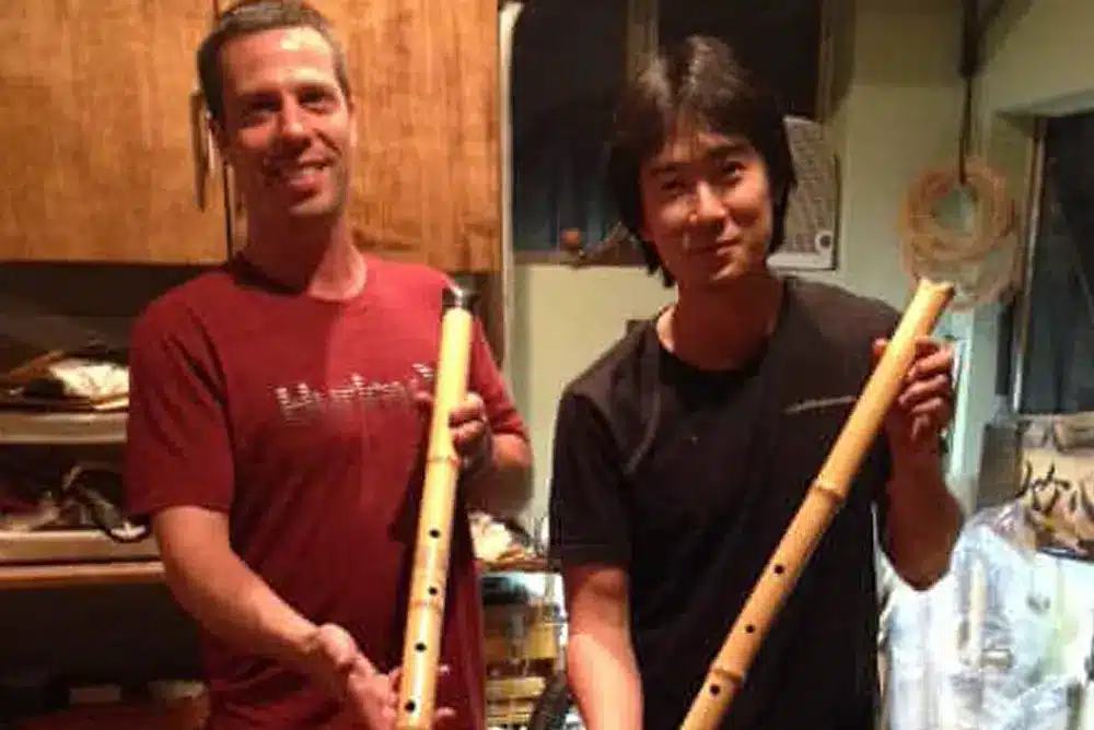 two shakuhachi flutes